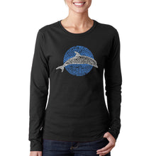 Load image into Gallery viewer, Species of Dolphin -  Women&#39;s Word Art Long Sleeve T-Shirt