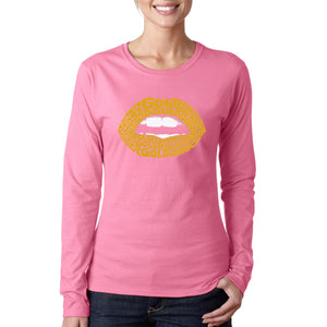 Gold Digger Lips - Women's Word Art Long Sleeve T-Shirt