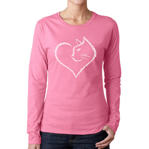 Cat Heart - Women's Word Art Long Sleeve T-Shirt