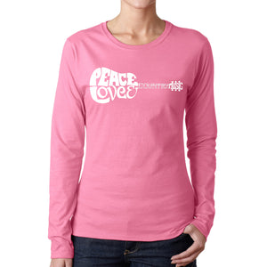 Peace Love Country  - Women's Word Art Long Sleeve T-Shirt