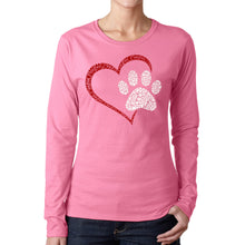 Load image into Gallery viewer, Paw Heart - Women&#39;s Word Art Long Sleeve T-Shirt