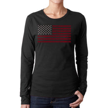 Load image into Gallery viewer, Proud To Be An American - Women&#39;s Word Art Long Sleeve T-Shirt