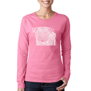 Pug Face - Women's Word Art Long Sleeve T-Shirt