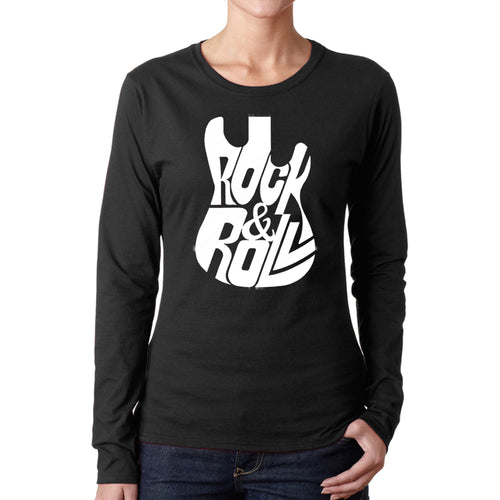 Rock And Roll Guitar - Women's Word Art Long Sleeve T-Shirt