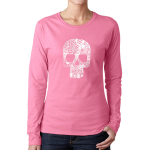 Rock n Roll Skull - Women's Word Art Long Sleeve T-Shirt