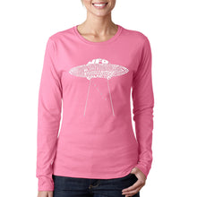 Load image into Gallery viewer, Flying Saucer UFO - Women&#39;s Word Art Long Sleeve T-Shirt