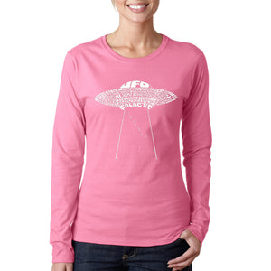Flying Saucer UFO - Women's Word Art Long Sleeve T-Shirt