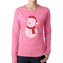 Load image into Gallery viewer, Christmas Snowman - Women&#39;s Word Art Long Sleeve T-Shirt