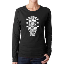 Load image into Gallery viewer, Guitar Head Music Genres  - Women&#39;s Word Art Long Sleeve T-Shirt