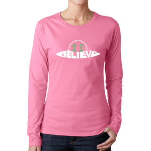 Believe UFO - Women's Word Art Long Sleeve T-Shirt