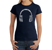 Load image into Gallery viewer, Music in Different Languages Headphones - Women&#39;s Word Art T-Shirt
