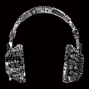 Music in Different Languages Headphones - Boy's Word Art T-Shirt
