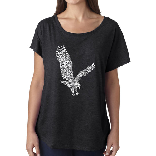 LA Pop Art Women's Dolman Word Art Shirt - Eagle