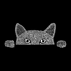Peeking Cat - Girl's Word Art Crewneck Sweatshirt