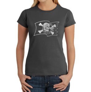 FAMOUS PIRATE CAPTAINS AND SHIPS - Women's Word Art T-Shirt
