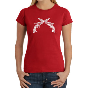 CROSSED PISTOLS - Women's Word Art T-Shirt