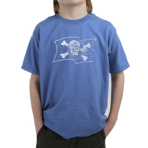 FAMOUS PIRATE CAPTAINS AND SHIPS - Boy's Word Art T-Shirt