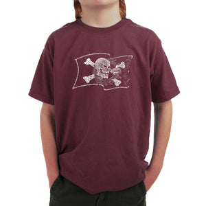 FAMOUS PIRATE CAPTAINS AND SHIPS - Boy's Word Art T-Shirt