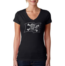 Load image into Gallery viewer, FAMOUS PIRATE CAPTAINS AND SHIPS - Women&#39;s Word Art V-Neck T-Shirt
