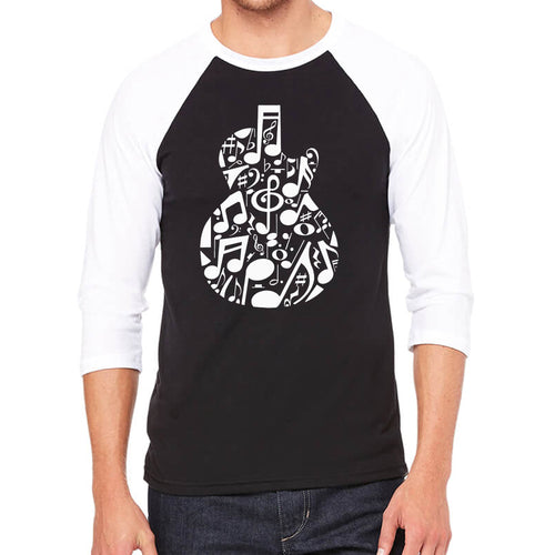 Music Notes Guitar - Men's Raglan Baseball Word Art T-Shirt