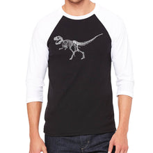 Load image into Gallery viewer, Dinosaur TRex Skeleton - Men&#39;s Raglan Baseball Word Art T-Shirt