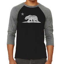 Load image into Gallery viewer, California Bear - Men&#39;s Raglan Baseball Word Art T-Shirt
