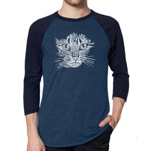Load image into Gallery viewer, Cat Face - Men&#39;s Raglan Baseball Word Art T-Shirt