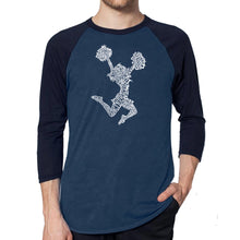 Load image into Gallery viewer, Cheer - Men&#39;s Raglan Baseball Word Art T-Shirt