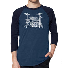 Load image into Gallery viewer, Drums - Men&#39;s Raglan Baseball Word Art T-Shirt