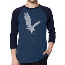 Load image into Gallery viewer, Eagle - Men&#39;s Raglan Baseball Word Art T-Shirt