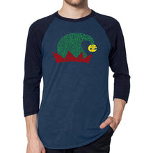Load image into Gallery viewer, Christmas Elf Hat - Men&#39;s Raglan Baseball Word Art T-Shirt