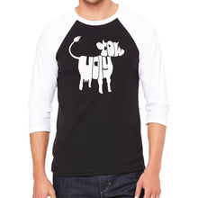 Load image into Gallery viewer, Holy Cow  - Men&#39;s Raglan Baseball Word Art T-Shirt