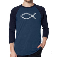 Load image into Gallery viewer, Jesus Loves You - Men&#39;s Raglan Baseball Word Art T-Shirt