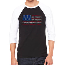 Load image into Gallery viewer, Land of the Free American Flag  - Men&#39;s Raglan Baseball Word Art T-Shirt