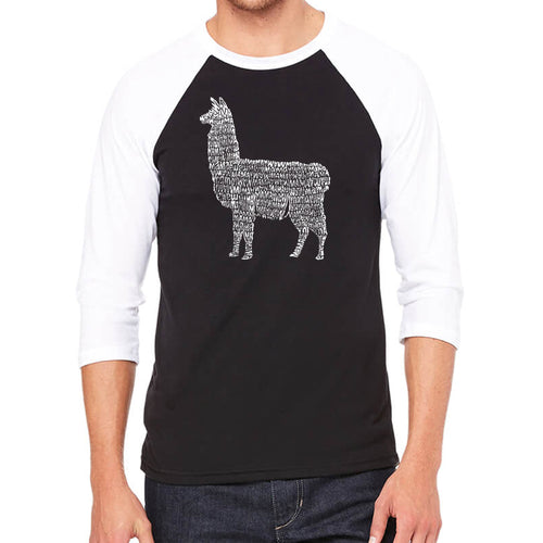 Llama Mama  - Men's Raglan Baseball Word Art T-Shirt