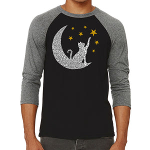 Cat Moon - Men's Raglan Baseball Word Art T-Shirt