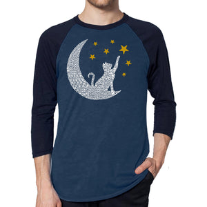 Cat Moon - Men's Raglan Baseball Word Art T-Shirt