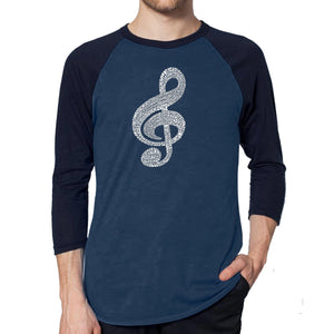 Music Note - Men's Raglan Baseball Word Art T-Shirt