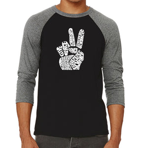 PEACE FINGERS - Men's Raglan Baseball Word Art T-Shirt