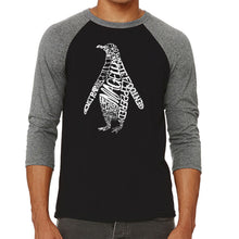 Load image into Gallery viewer, Penguin - Men&#39;s Raglan Baseball Word Art T-Shirt