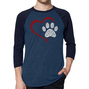 Paw Heart - Men's Raglan Baseball Word Art T-Shirt