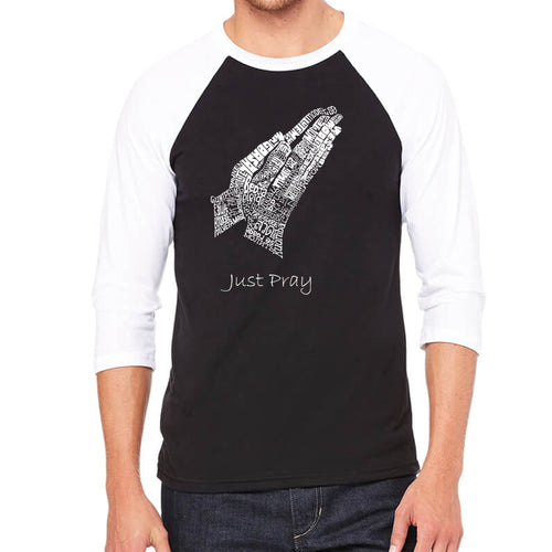 Prayer Hands - Men's Raglan Baseball Word Art T-Shirt