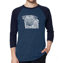 Load image into Gallery viewer, Pug Face - Men&#39;s Raglan Baseball Word Art T-Shirt