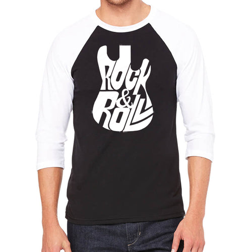 Rock And Roll Guitar - Men's Raglan Baseball Word Art T-Shirt