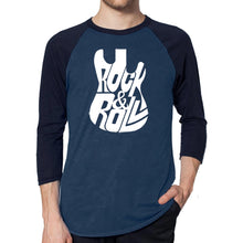 Load image into Gallery viewer, Rock And Roll Guitar - Men&#39;s Raglan Baseball Word Art T-Shirt
