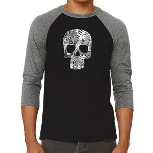 Rock n Roll Skull - Men's Raglan Baseball Word Art T-Shirt