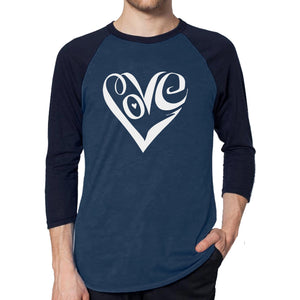Script Love Heart  - Men's Raglan Baseball Word Art T-Shirt