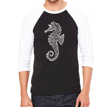 Load image into Gallery viewer, Types of Seahorse - Men&#39;s Raglan Baseball Word Art T-Shirt