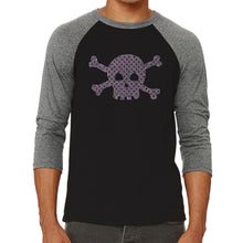 Load image into Gallery viewer, XOXO Skull  - Men&#39;s Raglan Baseball Word Art T-Shirt