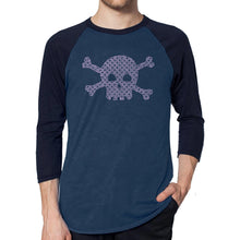 Load image into Gallery viewer, XOXO Skull  - Men&#39;s Raglan Baseball Word Art T-Shirt